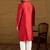 Men maroon silk blend solid embroidered straight kurta