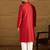 Men maroon silk blend solid embroidered straight kurta