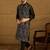 Men black silk blend solid embroidered straight kurta