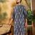 Men blue viscose rayon shibori embroidered straight kurta