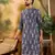 Men blue viscose rayon shibori embroidered straight kurta