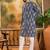 Men blue viscose rayon shibori embroidered straight kurta