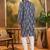 Men blue viscose rayon shibori embroidered straight kurta