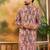 Men brown viscose rayon shibori embroidered straight kurta
