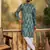 Men green viscose rayon shibori embroidered straight kurta