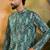 Men green viscose rayon shibori embroidered straight kurta
