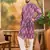 Men purple viscose rayon shibori embroidered straight kurta