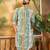 Men green viscose rayon batik embroidered straight kurta