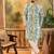 Men green viscose rayon batik embroidered straight kurta