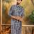Men blue viscose rayon batik embroidered straight kurta