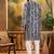 Men blue viscose rayon batik embroidered straight kurta