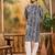 Men blue viscose rayon batik embroidered straight kurta