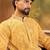 Men yellow viscose rayon shibori embroidered straight kurta
