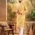 Men yellow viscose rayon shibori embroidered straight kurta