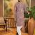 Men brown viscose rayon shibori embroidered straight kurta