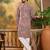 Men brown viscose rayon shibori embroidered straight kurta