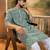 Men green viscose rayon shibori embroidered straight kurta