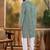 Men green viscose rayon shibori embroidered straight kurta