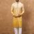 Men yellow silk blend solid embroidered straight kurta