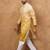 Men yellow silk blend solid embroidered straight kurta
