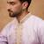 Men purple silk blend solid embroidered straight kurta