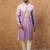 Men purple silk blend solid embroidered straight kurta