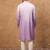 Men purple silk blend solid embroidered straight kurta