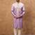 Men purple silk blend solid embroidered straight kurta