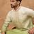 Men green silk blend solid embroidered straight kurta