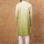 Men green silk blend solid embroidered straight kurta