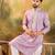 Men lavender silk blend solid embroidered straight kurta