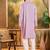 Men lavender silk blend solid embroidered straight kurta