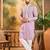 Men lavender silk blend solid embroidered straight kurta