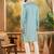 Men blue silk blend solid embroidered straight kurta