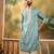 Men blue silk blend solid embroidered straight kurta