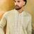 Men green silk blend solid embroidered straight kurta