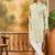 Men green silk blend solid embroidered straight kurta