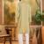 Men green silk blend solid embroidered straight kurta