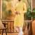 Men yellow silk blend solid embroidered straight kurta