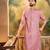 Men mauve silk blend solid embroidered straight kurta