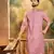 Men mauve silk blend solid embroidered straight kurta
