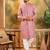 Men mauve silk blend solid embroidered straight kurta