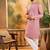 Men mauve silk blend solid embroidered straight kurta