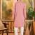 Men mauve silk blend solid embroidered straight kurta