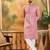 Men mauve silk blend solid embroidered straight kurta