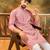 Men mauve silk blend solid embroidered straight kurta