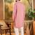 Men mauve silk blend solid embroidered straight kurta