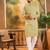 Men green silk blend solid embroidered straight kurta
