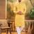 Men yellow silk blend solid embroidered straight kurta