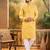 Men yellow silk blend solid embroidered straight kurta